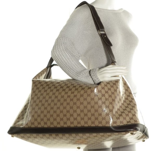 Gucci Coated Monogram Canvas Large Travel Tote Shoulder Bag - Picture 7 of 7